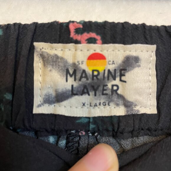 Marine Layer Kiley Pants Black India Floral Elastic RelaxeWaist Wide Leg Size XL - Picture 5 of 13